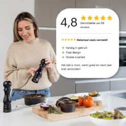 Deleca Luxe Peper En Zoutmolen Set - Met Geschenkdoos - Zout / Pepermolen - Rubberhout - Zwart & Goud -Home Keuken Winkel 1200x1200 688