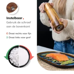 Deleca Luxe Peper En Zoutmolen Set - Zout / Pepermolen - Handmatig - Met Navul Lepel & Geschenkdoos - Acacia Hout - Rond -Home Keuken Winkel 1200x1200 693