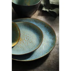Palmer Serviesset Lotus Stoneware 6-persoons 24-delig Zwart Turquoise -Home Keuken Winkel 1200x1200 762