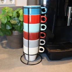 Orange85 Koffiekopjes - Met Houder - Set Van 6 - Gekleurd - 300 Ml - Keramiek -Home Keuken Winkel 1200x1200 805