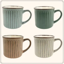 OTIX Koffiekopjes - Met Oor - Set Van 4 - Aardewerk - 250 Ml