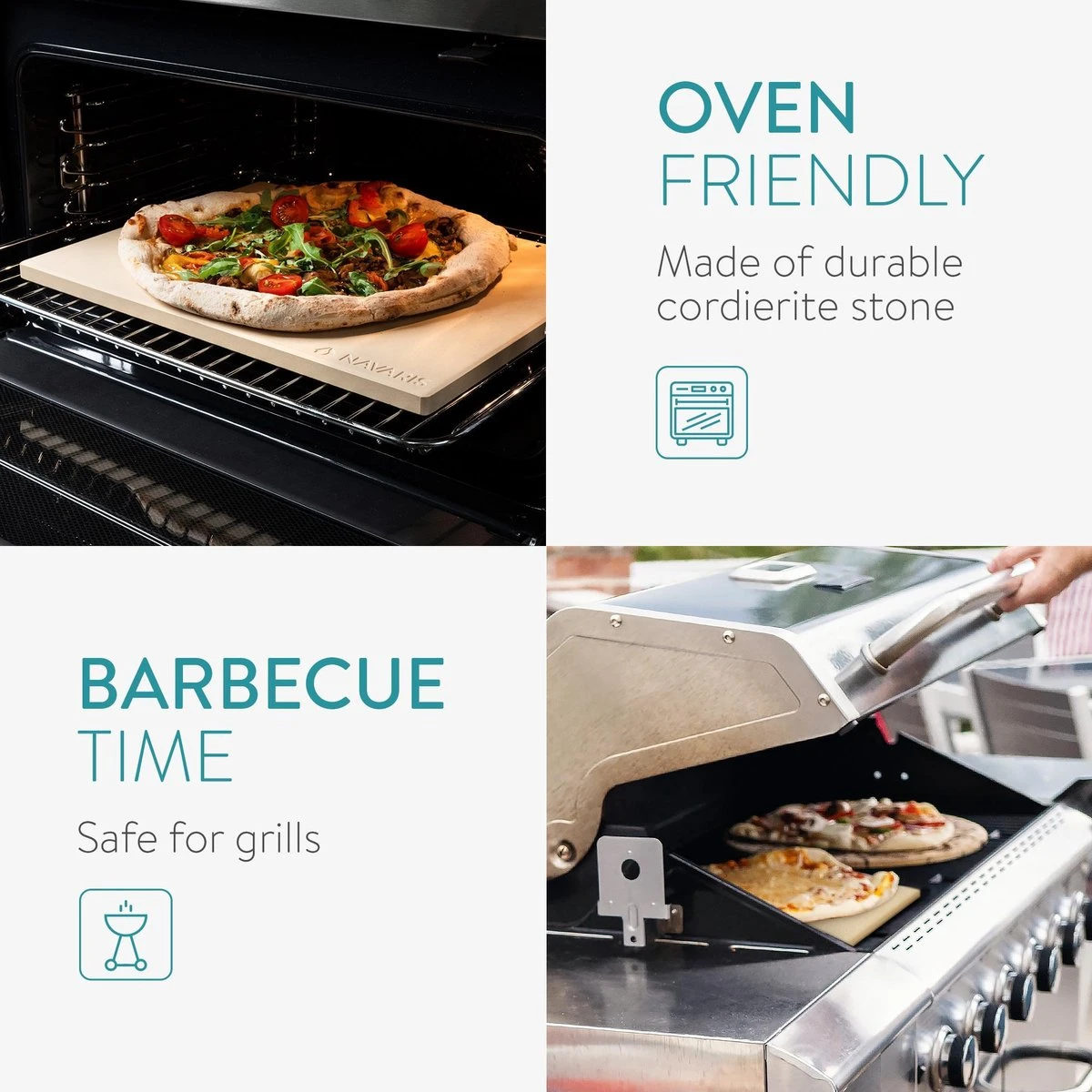 Navaris Pizzasteen XL Voor Oven En Barbecue - Rechthoekige Pizzaplaat 38 X 30 Cm - Inclusief Pizzaschep Met Extra Lang Handvat En Receptenboek 5 Navaris Pizzasteen XL Voor Oven En Barbecue - Rechthoekige Pizzaplaat 38 X 30 Cm - Inclusief Pizzaschep Met Extra Lang Handvat En Receptenboek - Afbeelding 5