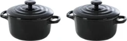 BK Bourgogne Cocotte Ø 10 Cm - 2 Stuks - Zwart - Oven