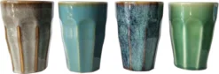 Merkloos Melkbekers - 4x Stuks - Diverse Kleuren - Porselein - 330 Ml