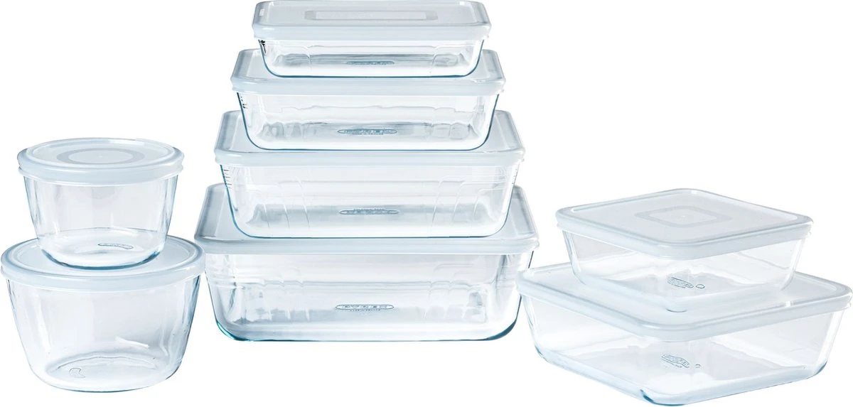 Pyrex - Cook & Freeze Schaal Met Deksel Set Van 8 Stuks - Transparant/Wit 13 Pyrex - Cook & Freeze Schaal Met Deksel Set Van 8 Stuks - Transparant/Wit - Afbeelding 13