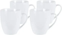 Excellent Houseware Set Van 4x Stuks Bekers/mokken Wit 380 Ml Van Porselein - Melkbekers -Home Keuken Winkel 1200x682 1