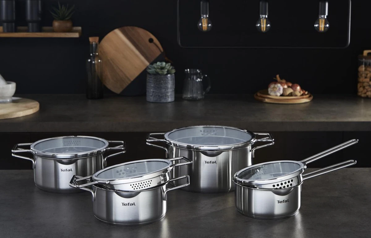 Tefal Nordica Pannenset 4 Delig - Steelpan Ø16 Cm & Kookpan Ø 18 + Ø 20 + Ø 24 Cm 2 Tefal Nordica Pannenset 4 Delig - Steelpan Ø16 Cm & Kookpan Ø 18 + Ø 20 + Ø 24 Cm - Afbeelding 2