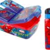 Star Spiderman 3 Vak Brooddoos / Broodtrommel + Grote Tritan Vierkante Drinkfles - 550 Ml