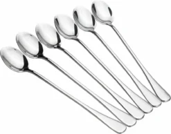 Merkloos Latte Macchiato Lepels – RVS Lange Yoghurt, Dessert Of Koffie Lepeltjes – Set Van 6 Stuks