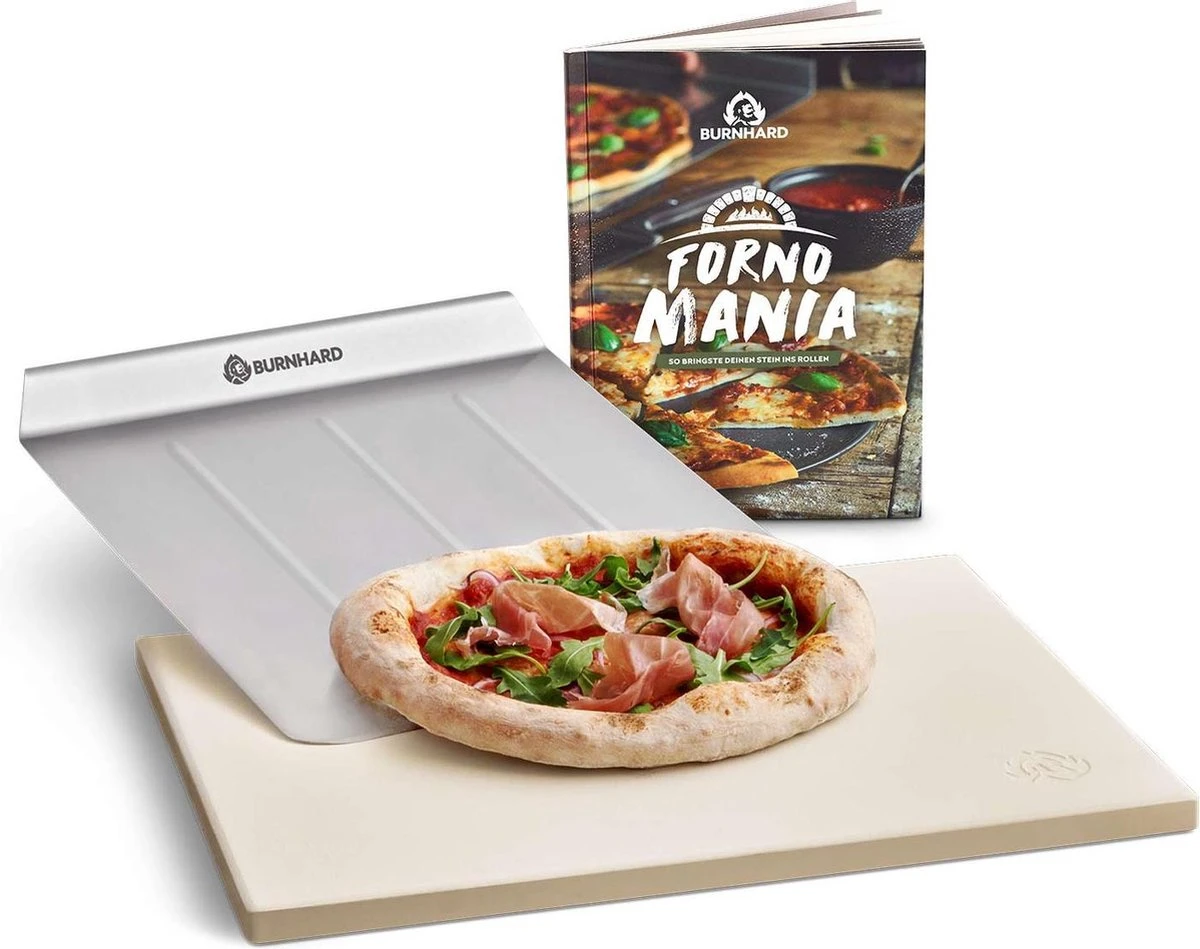 Burnhard Pizzasteen 38 X 30 X 1,5 Cm + Pizzaschep 14 Burnhard Pizzasteen 38 X 30 X 1,5 Cm + Pizzaschep - Afbeelding 14