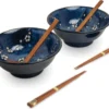 EDO JAPAN - RAMEN BOWL SET/6 2PERS HANA BLAUW O/22CM|H9CM