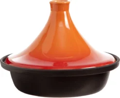 Cosy & Trendy Tajine Zwart / Oranje - Gietijzeren Schaal - Ø25cm - Geschikt Voor Inductie