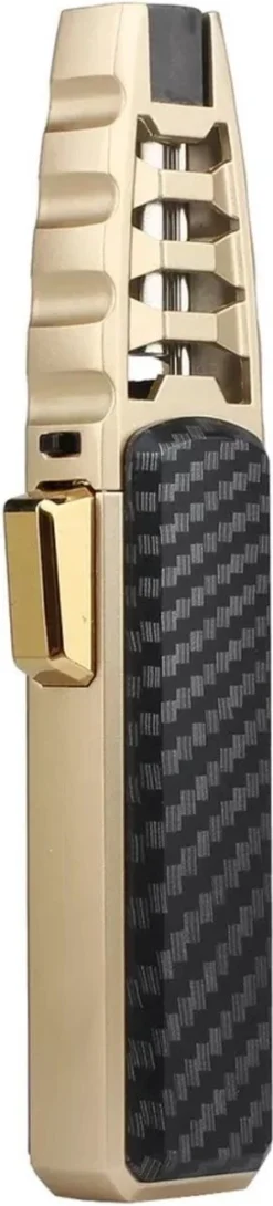 Merkloos Turbo Jetflame Aansteker - Gasbrander - Vuurwerk Torch - Crème Brûlée Brander - BBQ En Sigaren Aansteker - Windproof - Carbon Met Goudkleurige Metalen Behuizing -Home Keuken Winkel 272x1200 2