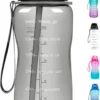 FLOOQ Motivatie Waterfles Zwart - 2 Liter Drinkfles - BPA Vrij - Waterfles Met Tijdsmarkering