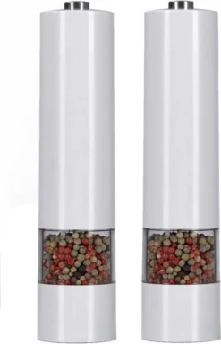 IGOODS Keramiek Elektrische Pepermolen En Zoutmolen - Pepermolen - Zoutmolen - 2 Stuks- Wit