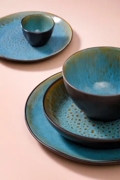 Palmer Serviesset Lotus Stoneware 6-persoons 24-delig Zwart Turquoise -Home Keuken Winkel 801x1200 6