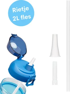 FLOOQ Motivatie Waterfles Rietje - 2 Liter Drinkfles - Waterfles Met Tijdsmarkering